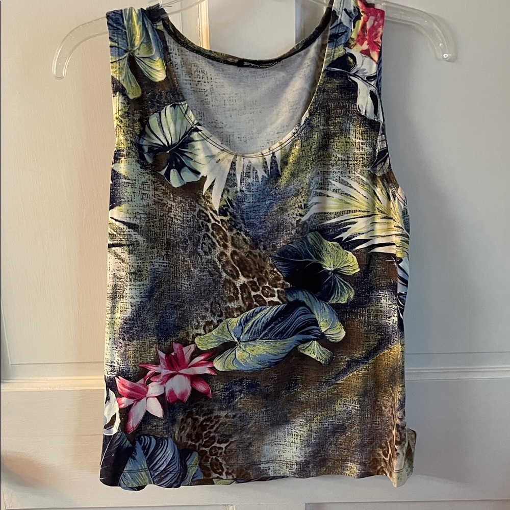 Floral and Animal Print Sleeveless Top